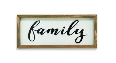 12'' Wood Frame Metal Black & White Block ''Family'' Wall Art Sign Rustic Farmhouse