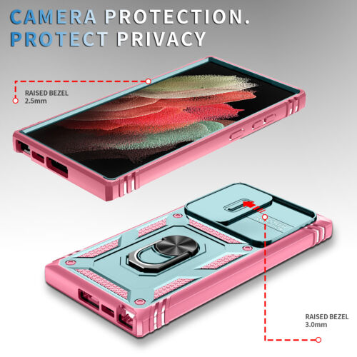 For Samsung S25 Ultra S24 FE S23 S22 Shockproof Stand Case Slide Camera Cover - Picture 3 of 98