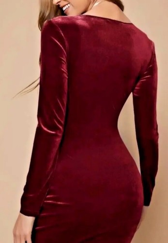 Alex Marie 4 Nikki Velvet V-Neck Long Sleeve Ruched Wrap Dress Mahogany $168 - Picture 18 of 24