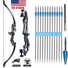 54" Archery Takedown Recurve Bow Carbon Arrows Rest Bow Sight Sets Adult Hunting