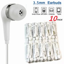 10Pcs 3.5mm In-Ear Headset Earphone Headphones Earbud Mic For Samsung Galaxy PC