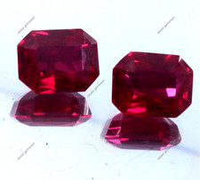 Extremely NATURAL Red RUBY Emerald Shape 16 Ct CERTIFIED Loose Gemstone PAIR