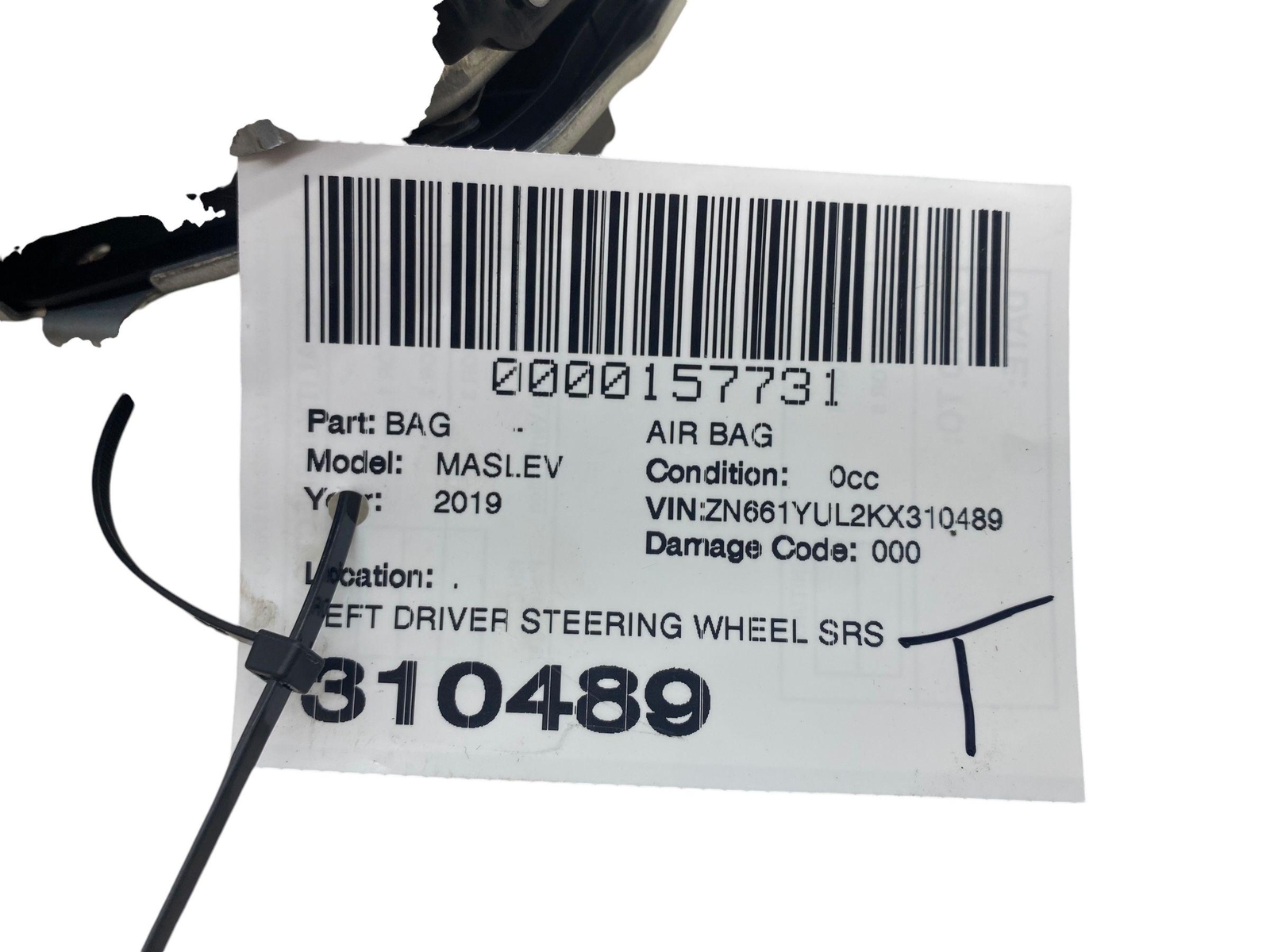 2017 - 2023 MASERATI LEVANTE M161 OEM LEFT DRIVER STEERING WHEEL AIR BAG