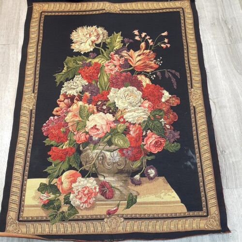 Vintage French Floral Foliage Cotton Tapestry Fabric Unfinished 38x27 - 第 1/8 張圖片