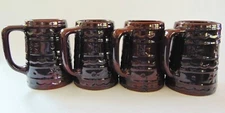 4 Vintage Marcrest Brown Stoneware Daisy & Dot Beer Mugs