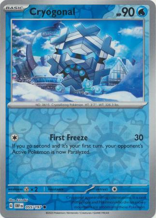 CRYOGONAL 055/197 OBSIDIAN FLAMES POKEMON (REVERSE HOLO, NM)