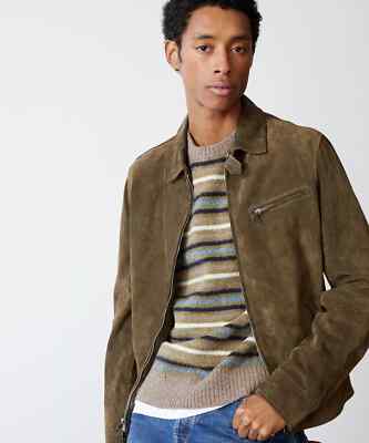 Men Green Suede Leather Jacket 100% Genuine Lambskin Made To Measure Jacket