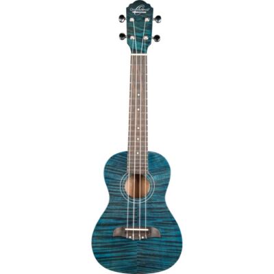 Oscar Schmidt OU2TFTBL Tenor Ukulele, Flame Transparent Blue