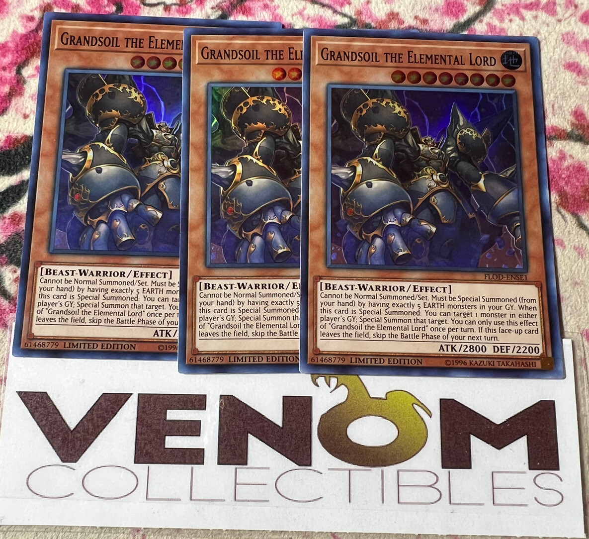 3x (M/NM) Grandsoil the Elemental Lord FLOD-ENSE1 Super Rare Limited Ed.  YuGiOh