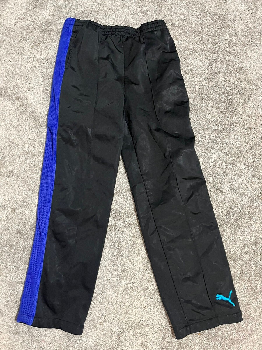 Puma Black Blue Stripe Sweatpants L 14-16 RN#143978 Vintage - Main Image
