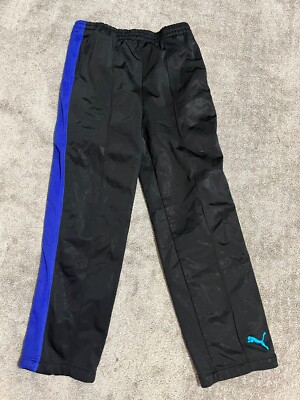 Puma Black Blue Stripe Sweatpants L 14-16 RN#143978 Vintage