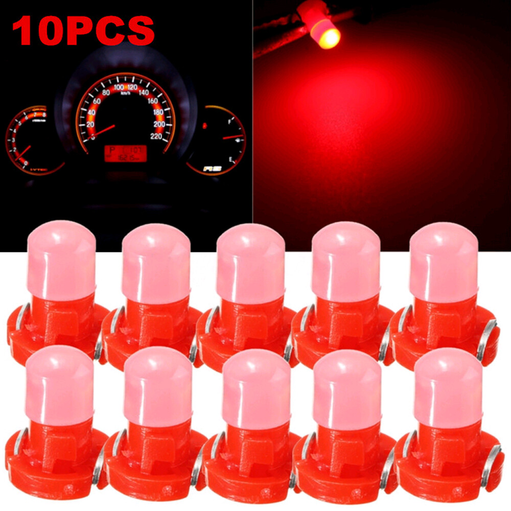 10x Red T3 Neo Wedge Car LED Bulb Cluster Instrument Dash Climate Base Light Kit