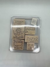 STAMPIN UP Set of 6 "Haunting Halloween" Wood Mounted Rubber Stamp 2007