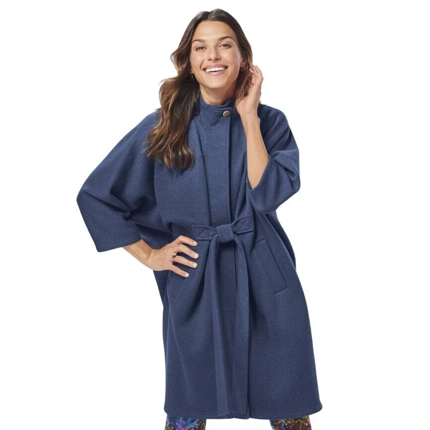 Pyramid Collection Coat Wrap 1X 2X Fleece JACKET Belted Midi Trench NEW