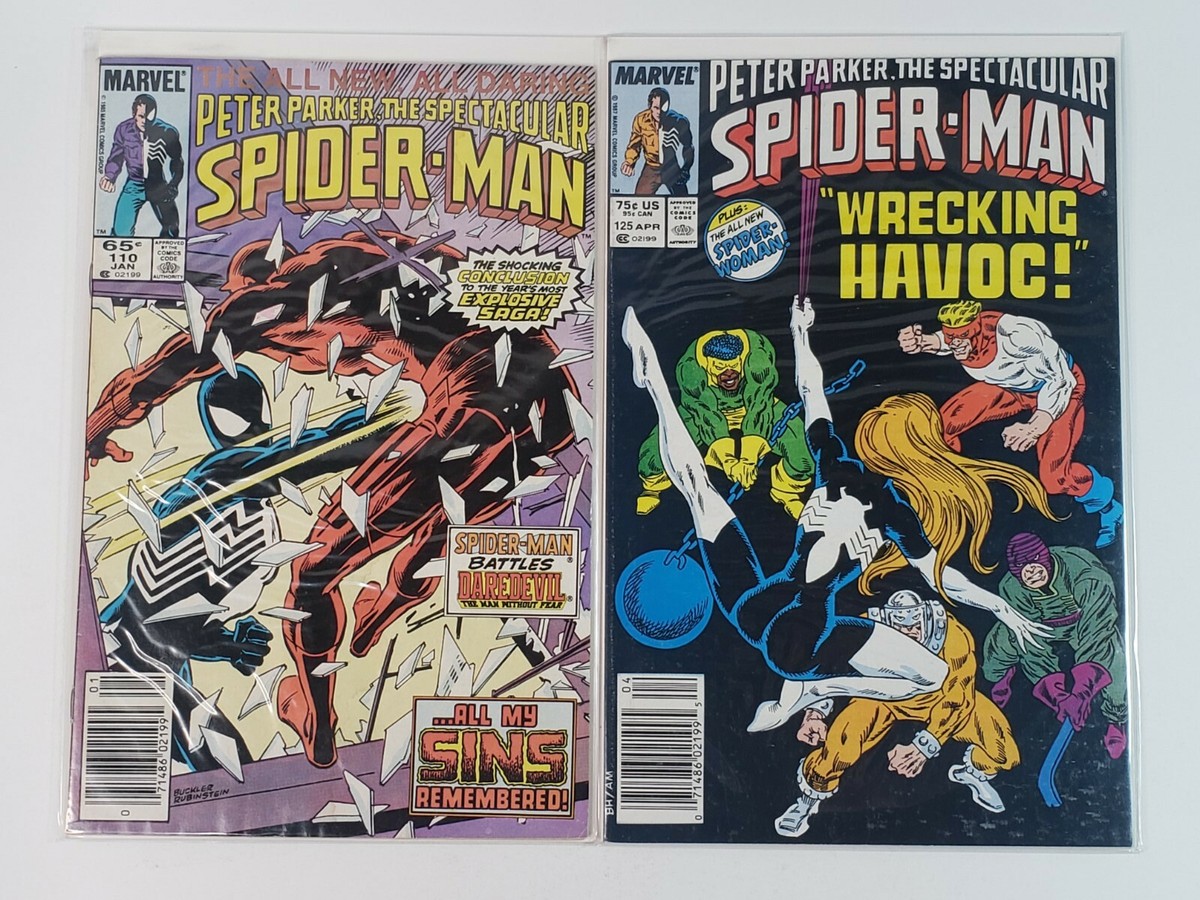 Spectacular Spider-Man 110 125 Marvel Comics 2 NEWSSTAND book lot