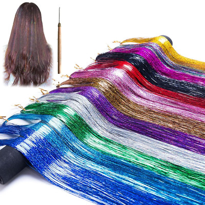 1800 Stück Hair Tinsel 12 Farben Haar Lametta 120 Cm Hair Tinsel Glitter Strands