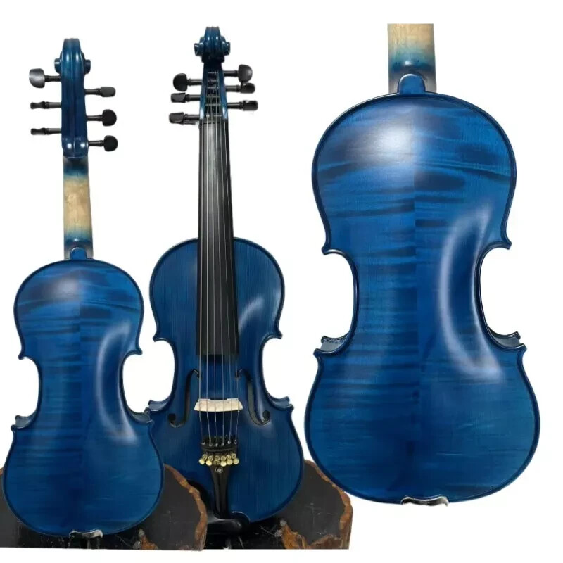 Hand made 6 strings Solid wood blue 4/4 Acoustic Violin, Free with Case Bow