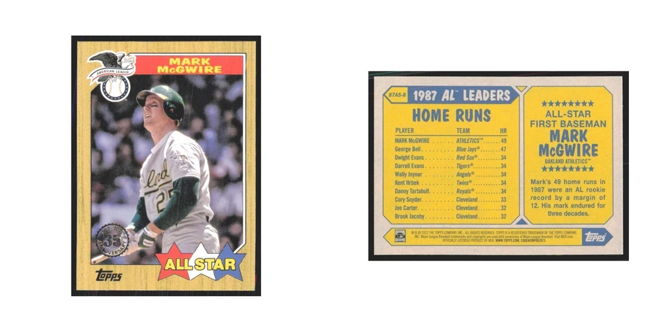 2022 Topps Variations Mark McGwire Athletics #87AS-8 - Image 3 of 3
