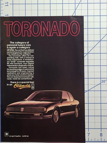 Vintage Print Ad 1986 Oldsmobile Toronado Black 2-Door Luxury Car - Picture 2 of 2