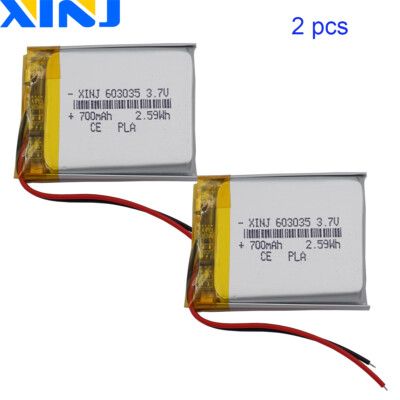 2pcs 3.7V 700mAh 2.59Wh Polymer Rechargeable Replacement Li Lipo Battery 603035