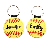 Handmade Custom Personalized Softball Key chain, Name Tag, Bag Tag team gifts