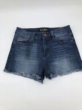 Indigo Rein Womens Dark Wash Frayed Denim Shorts Blue Size 9/28