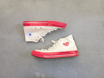 Converse Chuck 70 CDG Pristine Red Egret HI Top Canvas Shoes Men 11.5 High