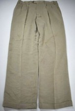 Chaps Mens Beige Straight Leg Comfort-Fit Pleated Cuffed Dress Pants 38 x 34
