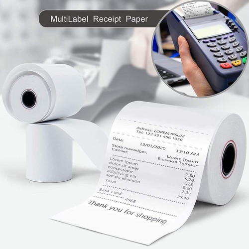 2 1/4" x 85' Papel Térmico Recibo Tarjeta de Crédito POS Caja Registradora 50-1000 Rollos - Imagen 3 de 15