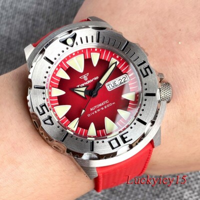 2024 42mm AR Sapphire Red Monsters Diver 200m Japan NH36 Automatic Men's Watches