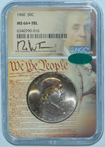 1960 NGC MS66+FBL Full Bell Lines Franklin Half Dollar We The People Signed