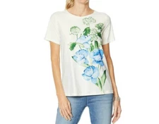 DG2 by Diane Gilman Women's Pullover Short-Sleeves Printed Tee White Small Size