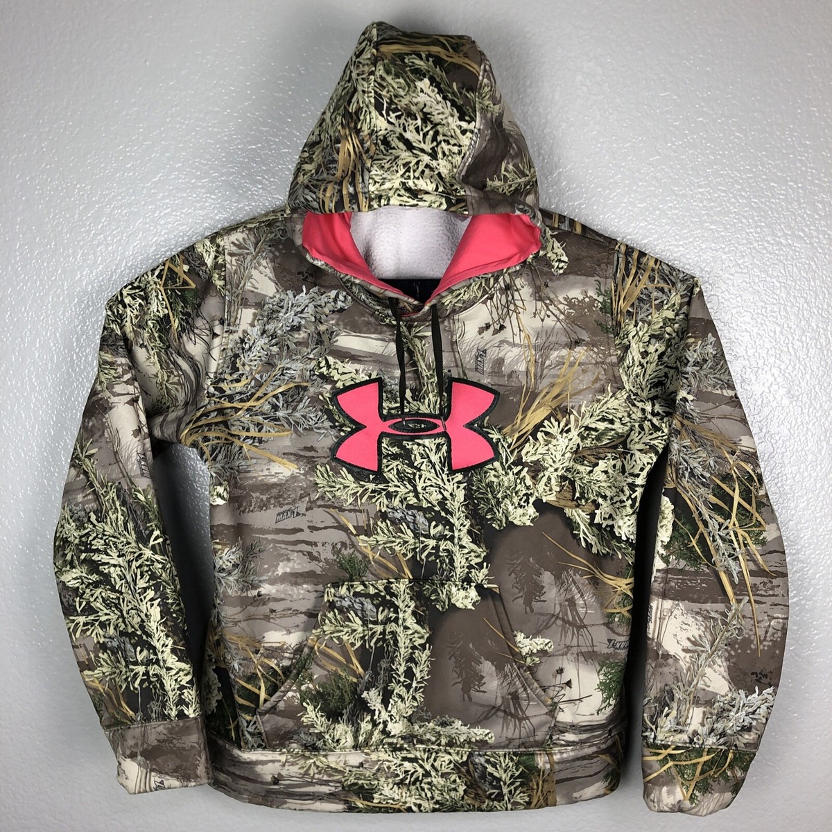 Under Armour Hooded Sweatshirt Hunting Women’s XL Camo Pink Advantage Max-1