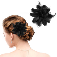 Flower Hats Clip Tea Party Corsage Hairpin Barrette Black Floral Feather Hair Pi