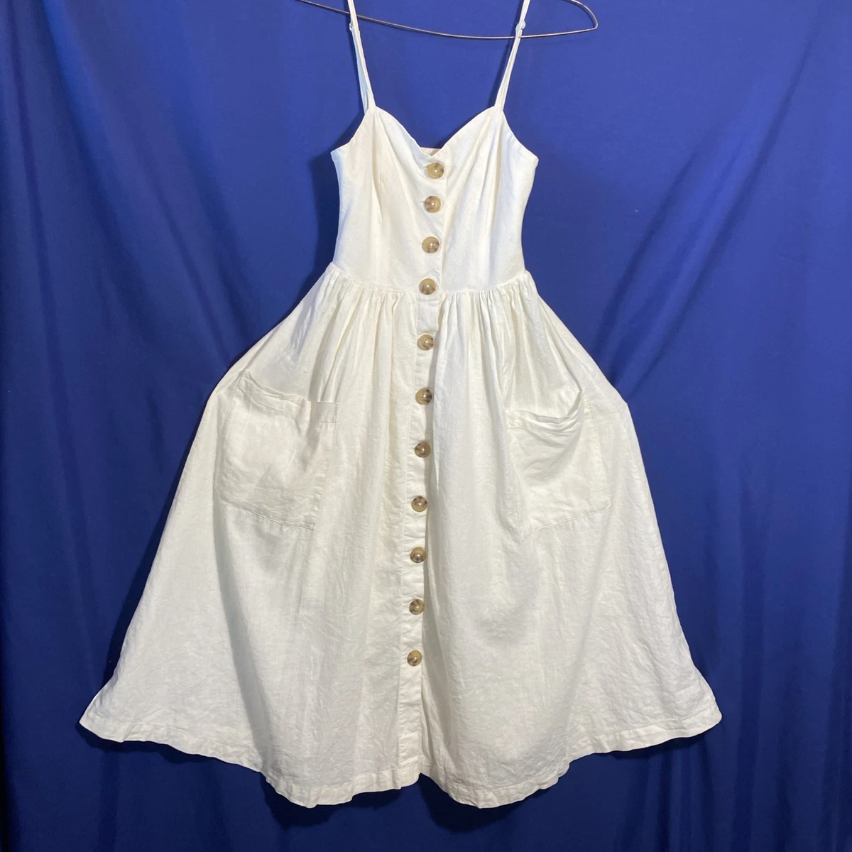emilia linen button down midi dress Ever New Priscilla Button Down Midi Dress in Porcelain at Nordstrom, Size 6