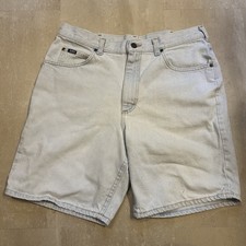 Vintage Lee Shorts Mens 36 White Blue Denim Relaxed 9 Inseam Workwear Casual