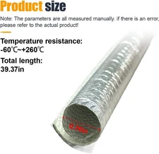 1/2" Self Closed Aluminized Sleeve Heat Shield Protection for Wire Cable Hose 2M