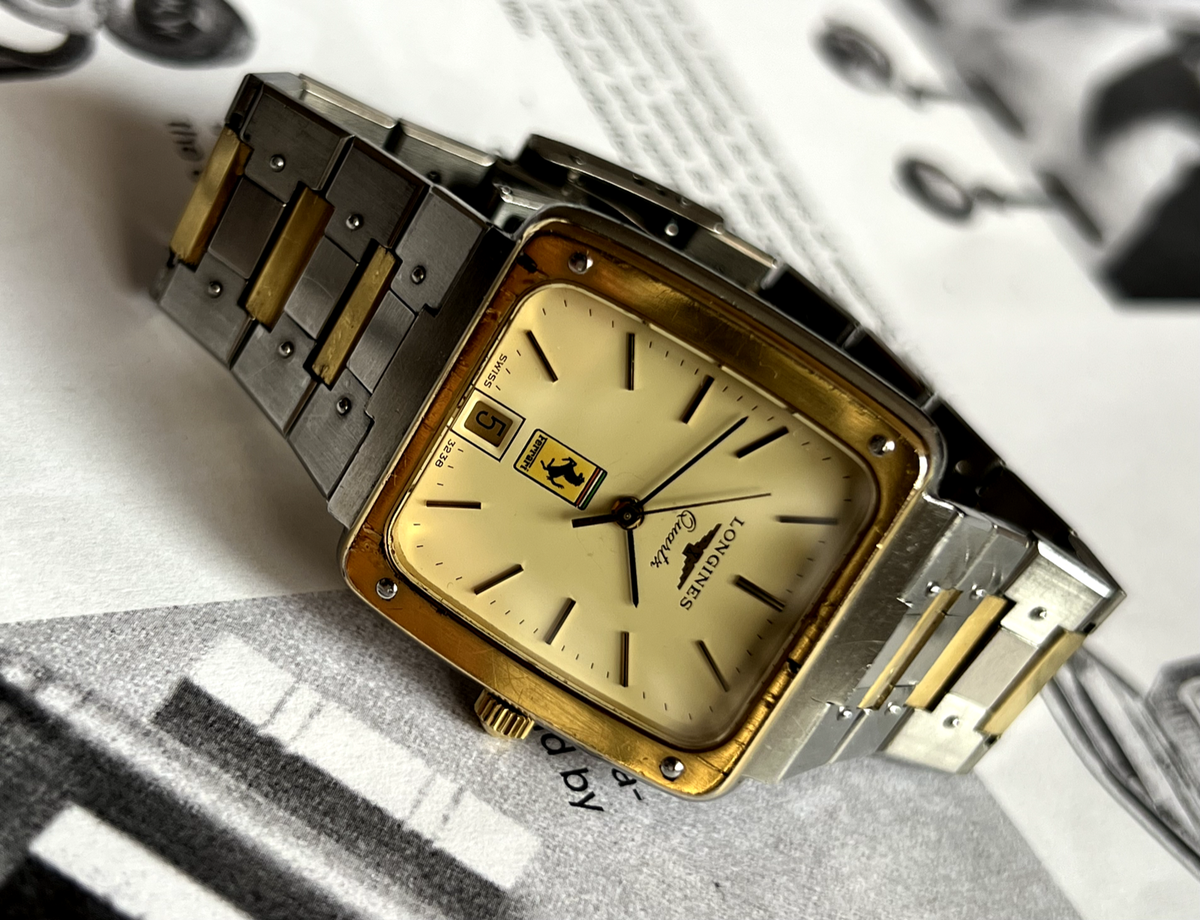 VINTAGE LONGINES FERRARI 2 TONE GOLD/STEEL QUARTZ MENS WATCH