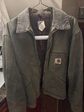 Vintage Carhartt J97 MOS Jacket Blanket Lined Detroit Moss Green Faded Mens L