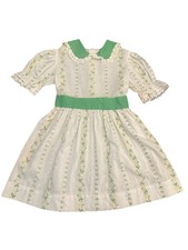 Vintage Tiny Town Girls Yellow Flowers Swiss Polka Dot Dress Lace Trim Sz 4 5 6