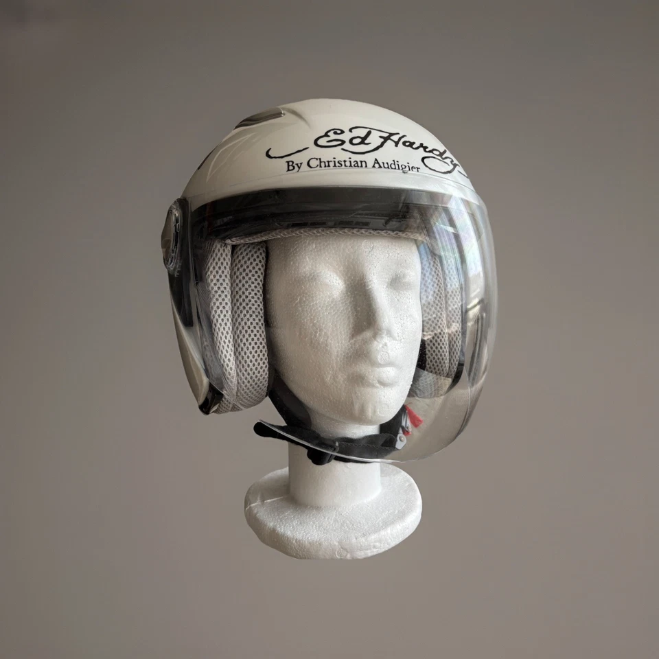 Don Ed Hardy Casque Moto By Christian Audigier Vintage Retro Motorcycle Helmet S - Photo 4/4