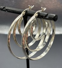 Vintage 40MM Sterling Silver Hoop Earrings 11 Grams 925 Z19