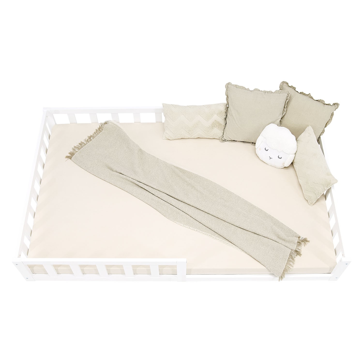 Lettino 120x200 bambina ragazzo anticaduta pavimento legno bianco homestyle4u