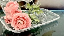 ADERIA Vtg Ornate Relish, Veggie Serving /Trinket Tray Japan Ckear Large