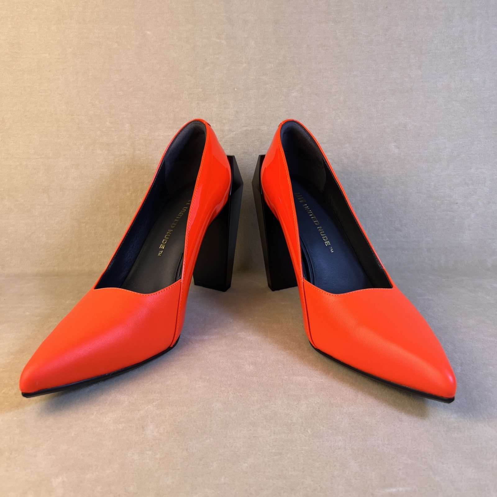 United Nude Gem Pump Hi Fluo Red Leather Pointed Toe Chic Lux Modern Preloved image 10