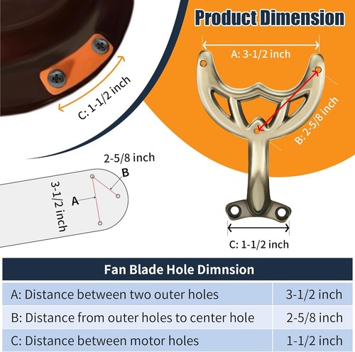 Dreyoo Confezione 5 Bracci Lama Ventilatore da Soffitto 42" Ricambio - Foto 2 di 6