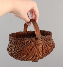 Miniature Antique American New England Primitive Splint Buttocks Melon Basket NR
