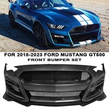 Fits 2018-2023 Ford Mustang GT500 Style Front Bumper Cover Conversion w/ Grille