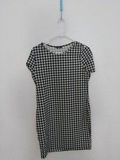 SHEIN Black & White Houndstooth Round Neck Short Sleeve Shift Dress XL