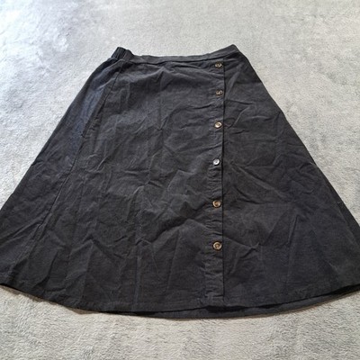 Tottini Black Midi A-line Skirt Womens Size 15 Casual Button Front Outdoor